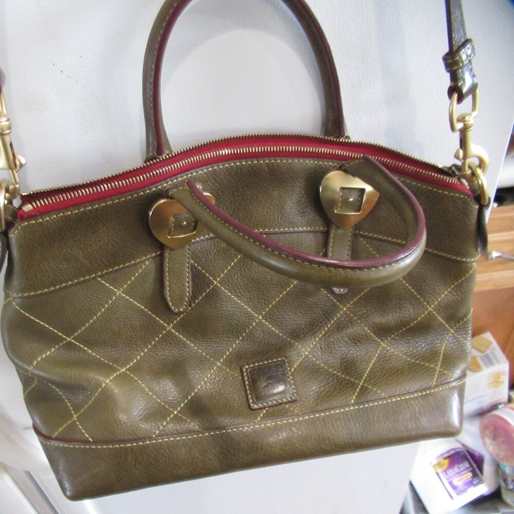 Dooney & Bourke olive green pebble Leather satchel purse handbag - Picture 10 of 12